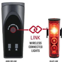 AURA 100 LINK LED Front Light/BLAZE LINK Rear Light USB Battery-powered Lighting Set with Screw Mount