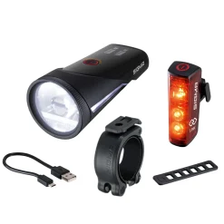 AURA 100 LINK LED Front Light/BLAZE LINK Rear Light USB Battery-powered Lighting Set with Screw Mount