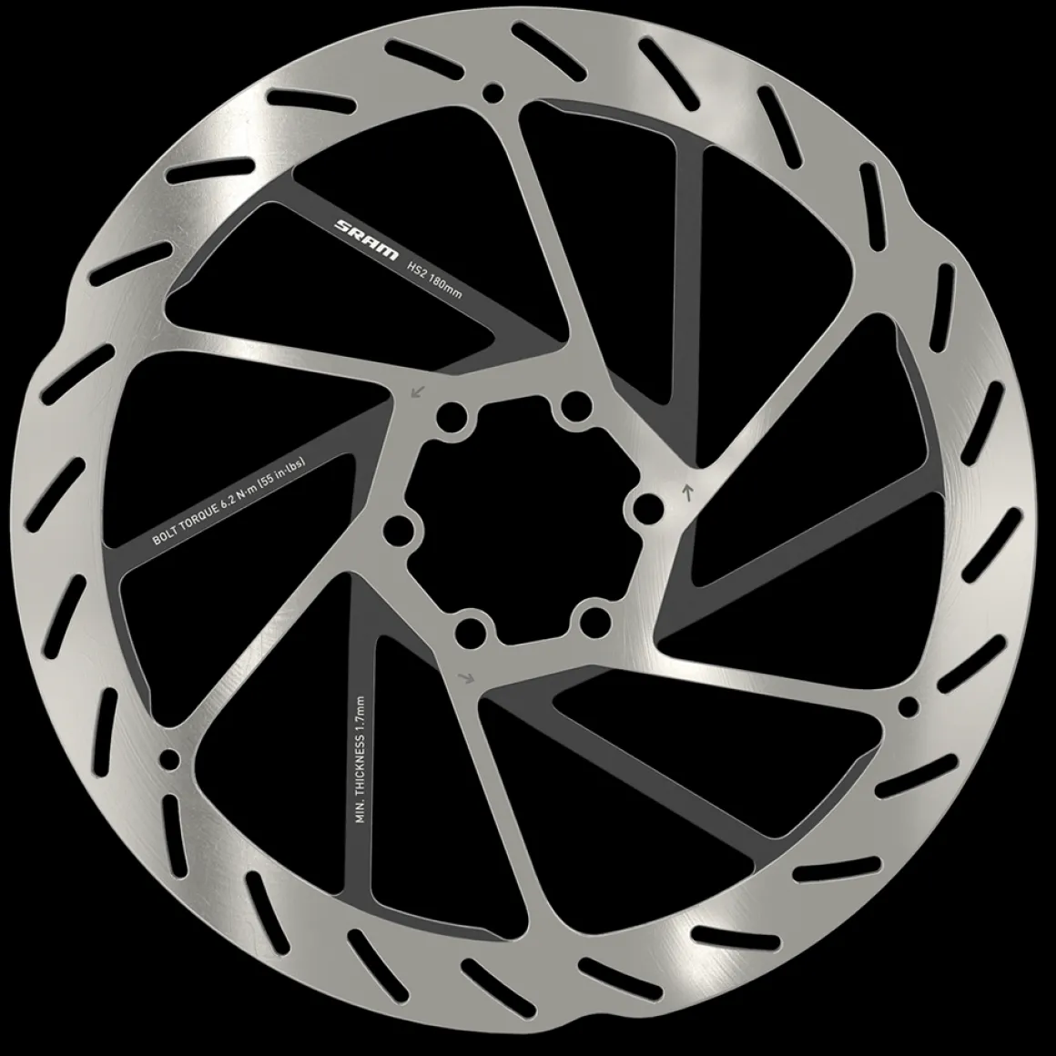 HS2 Rounded 6-hole Brake Disc, incl. Steel Mounting Bolts