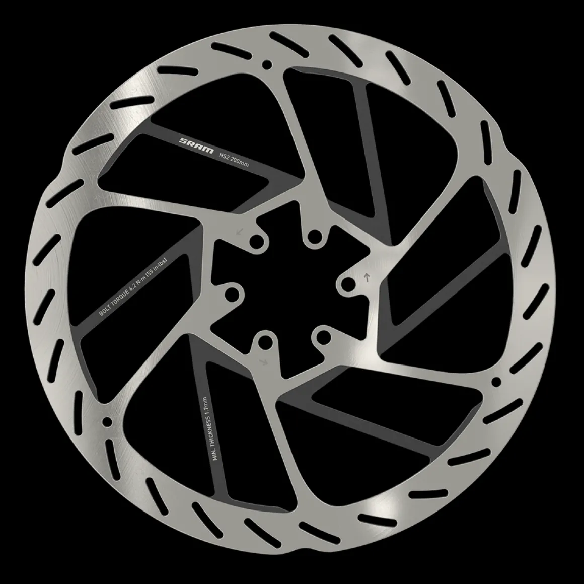 HS2 Rounded 6-hole Brake Disc, incl. Steel Mounting Bolts