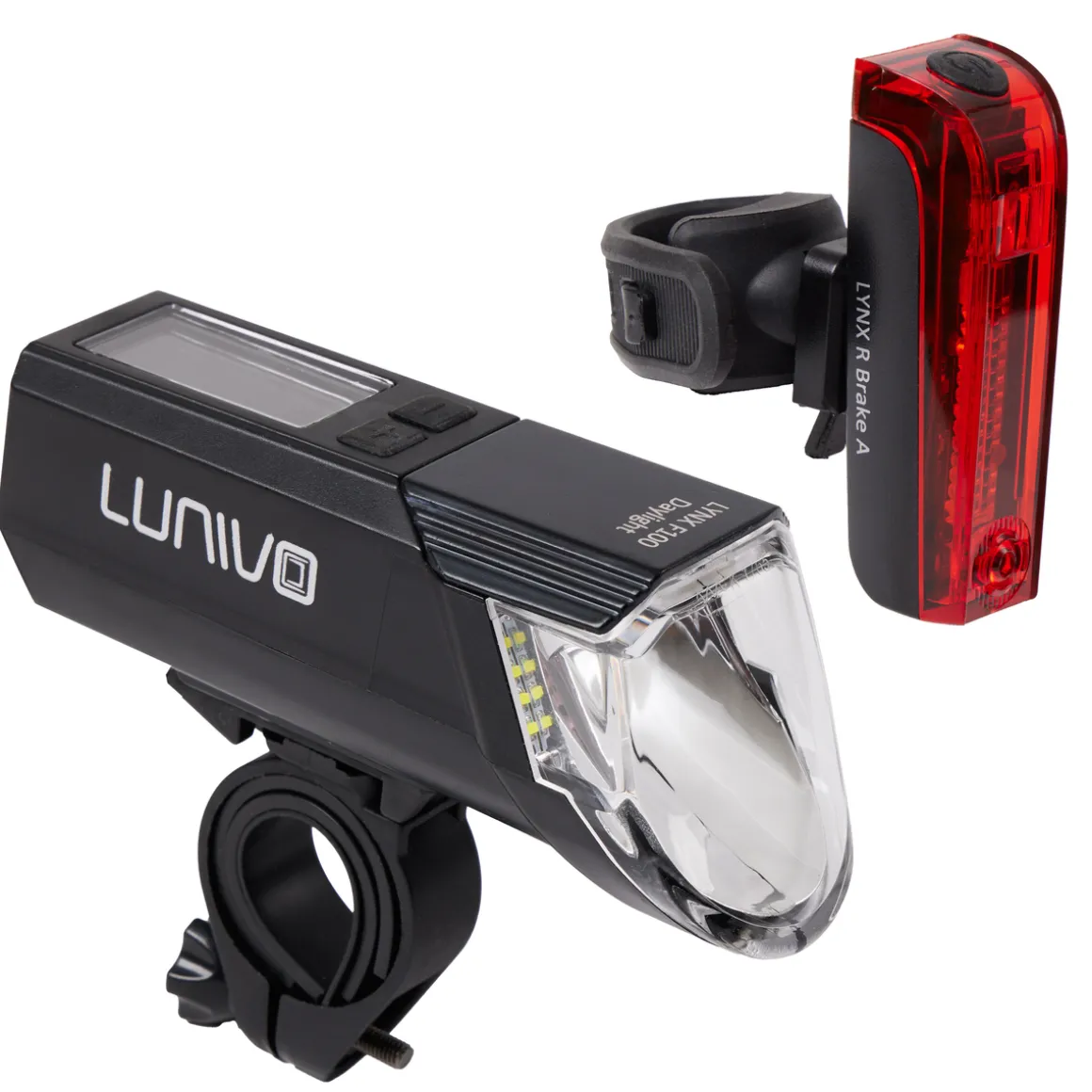 Lynx F100 Daylight and Lynx R Brake A Rear Light Rechargeable Light Set